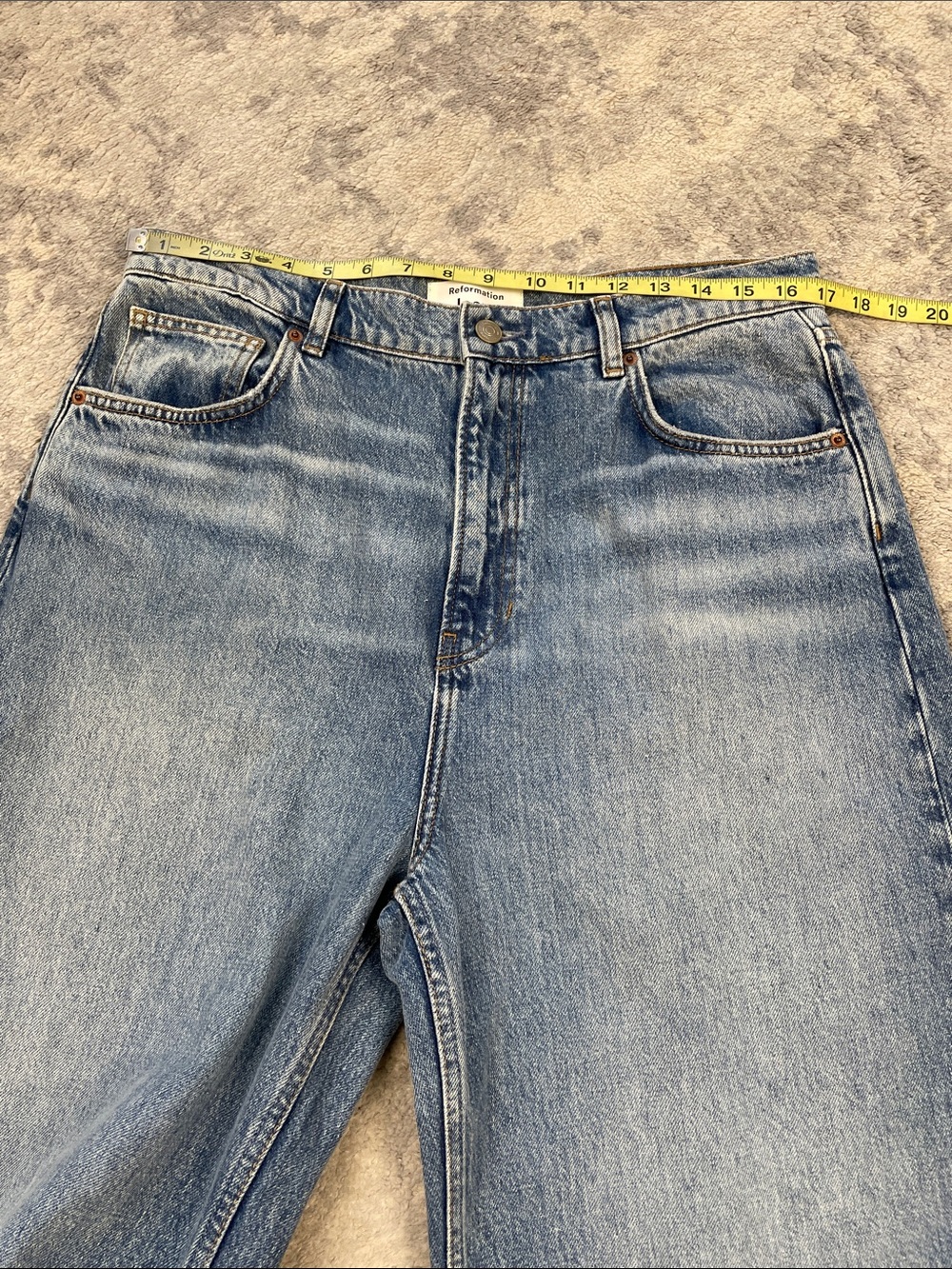NWT Reformation Jeans Cary Cuffed High Rise Wide Leg Rigid Denver Wash Sz 31 - Picture 7 of 15